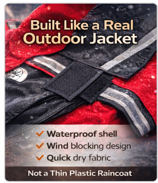 Waterproof Reflective Dog Raincoat with Hood – Windproof Velcro Pet Rain Jacket for Small, Medium & Large Dogs (S–5XL)